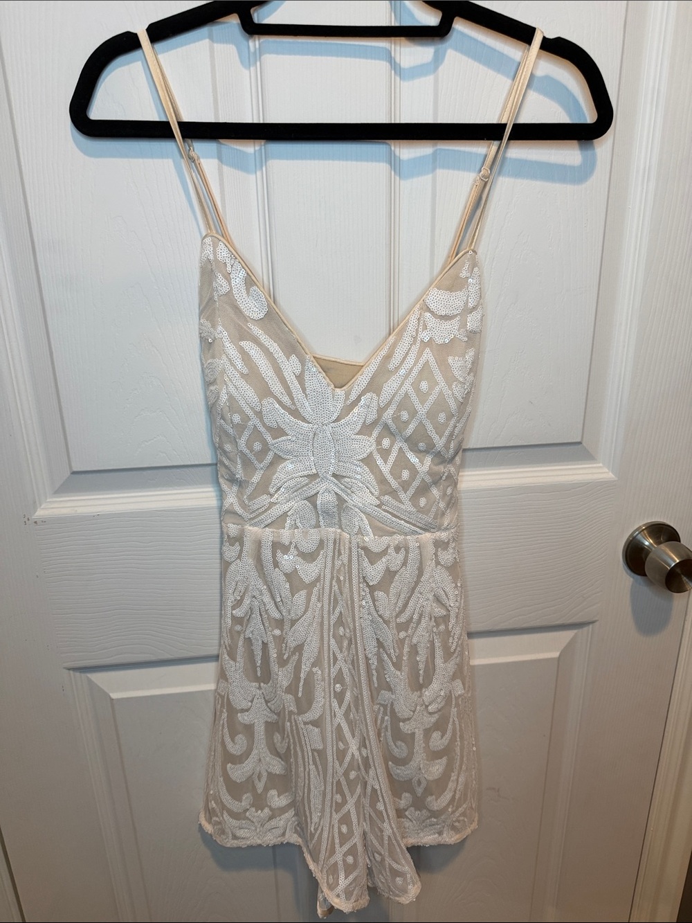 Women's Lulus Ivory Lace Spaghetti Strap Romper